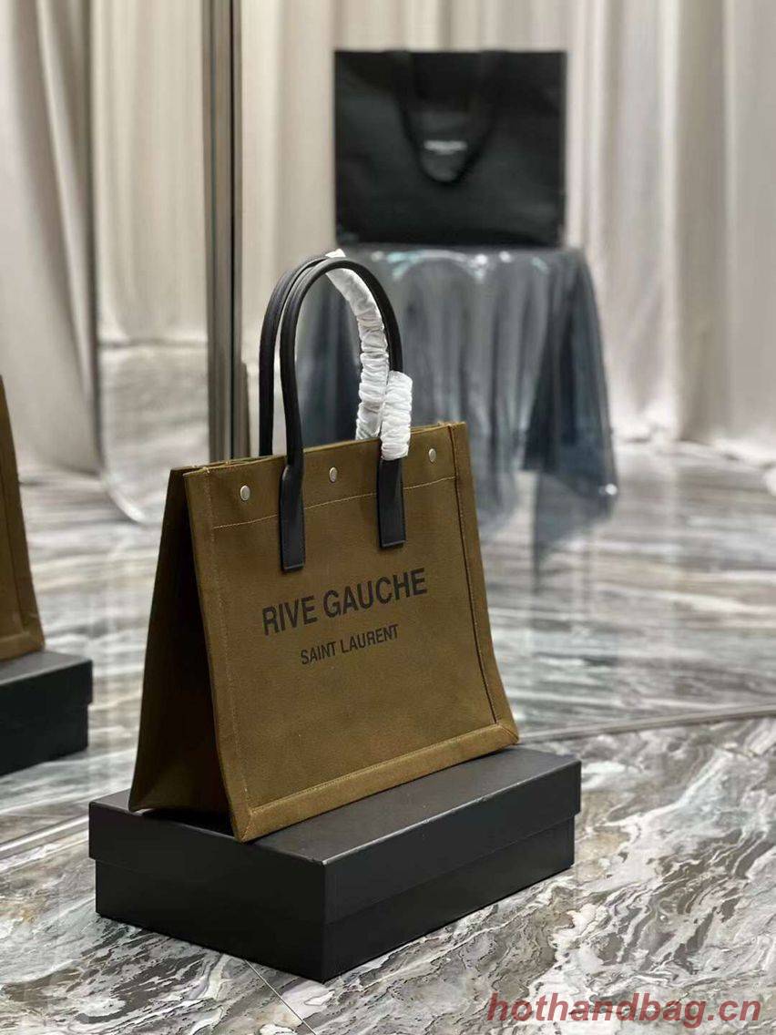 Yves Saint Laurent TWEED AND LAMBSKIN shopping bag Y677943 Military green Yves Saint Laurent TWEED AND LAMBSKIN shopping bag Y677943 Military green