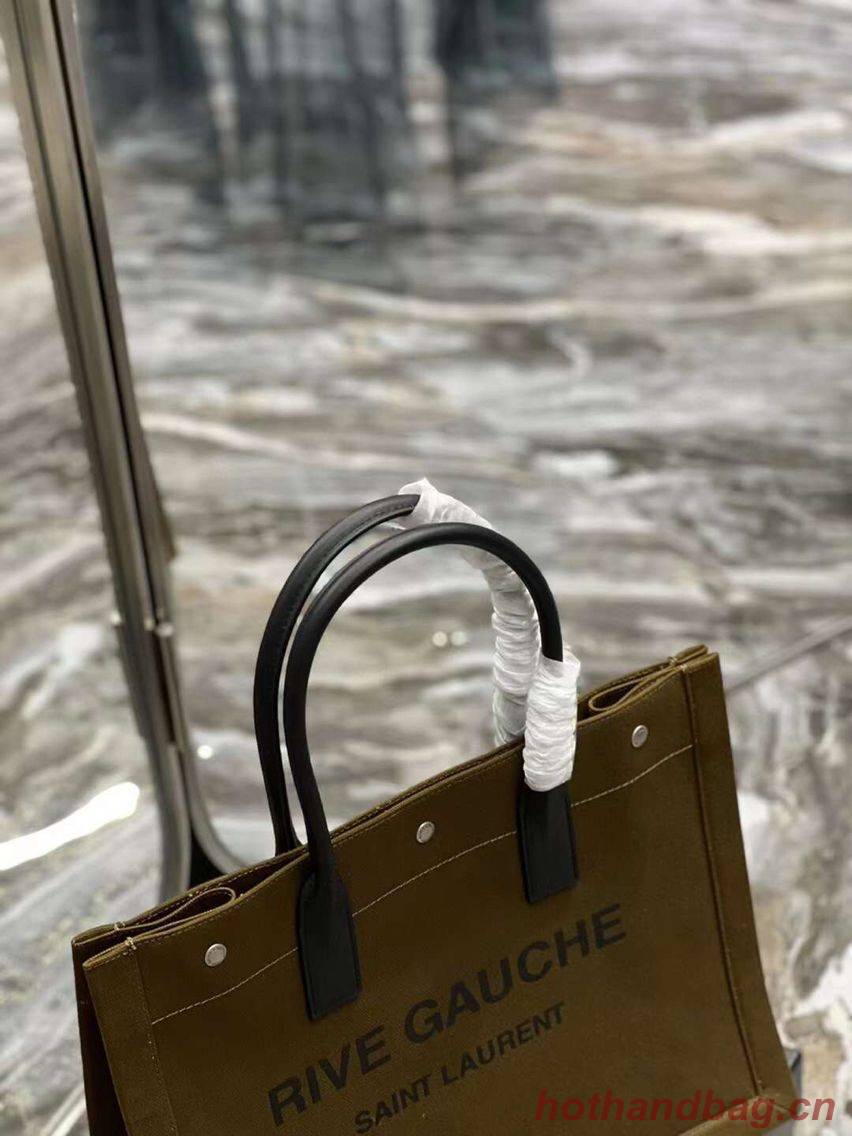 Yves Saint Laurent TWEED AND LAMBSKIN shopping bag Y677943 Military green Yves Saint Laurent TWEED AND LAMBSKIN shopping bag Y677943 Military green