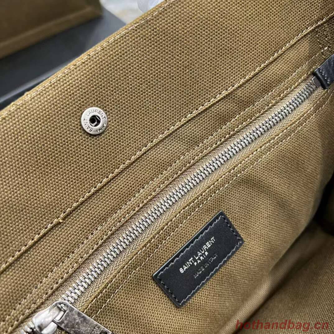 Yves Saint Laurent TWEED AND LAMBSKIN shopping bag Y677943 Military green Yves Saint Laurent TWEED AND LAMBSKIN shopping bag Y677943 Military green