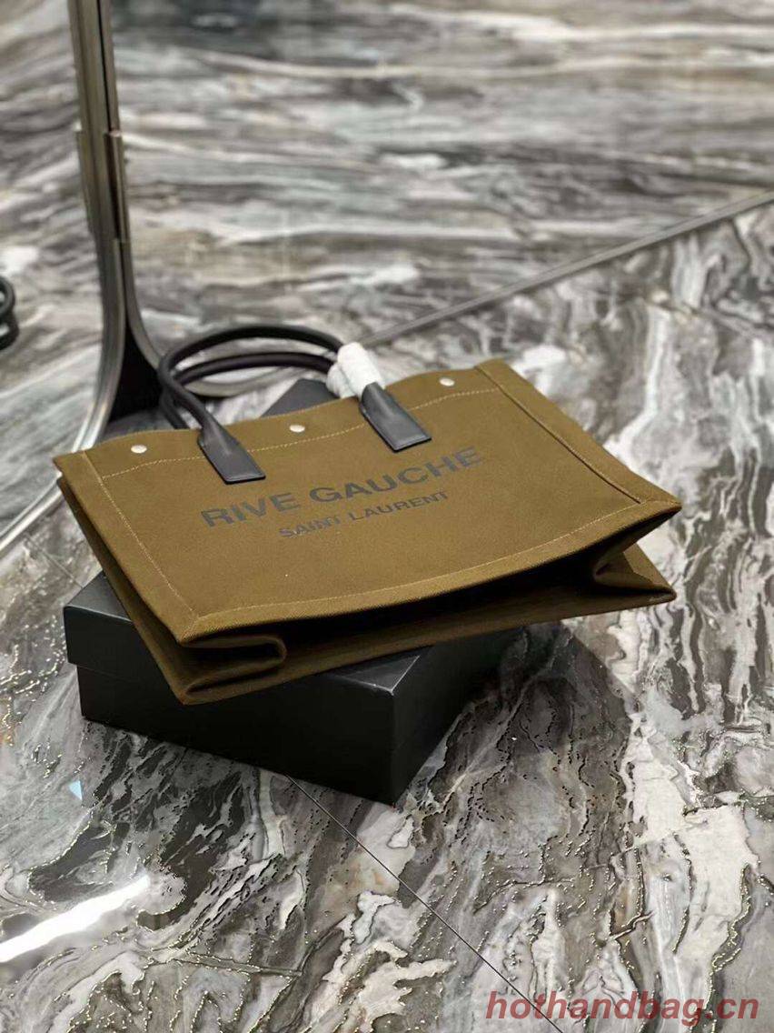 Yves Saint Laurent TWEED AND LAMBSKIN shopping bag Y677943 Military green Yves Saint Laurent TWEED AND LAMBSKIN shopping bag Y677943 Military green