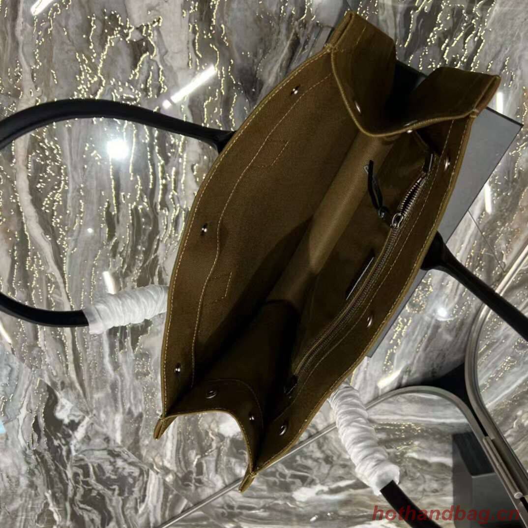 Yves Saint Laurent TWEED AND LAMBSKIN shopping bag Y677943 Military green Yves Saint Laurent TWEED AND LAMBSKIN shopping bag Y677943 Military green