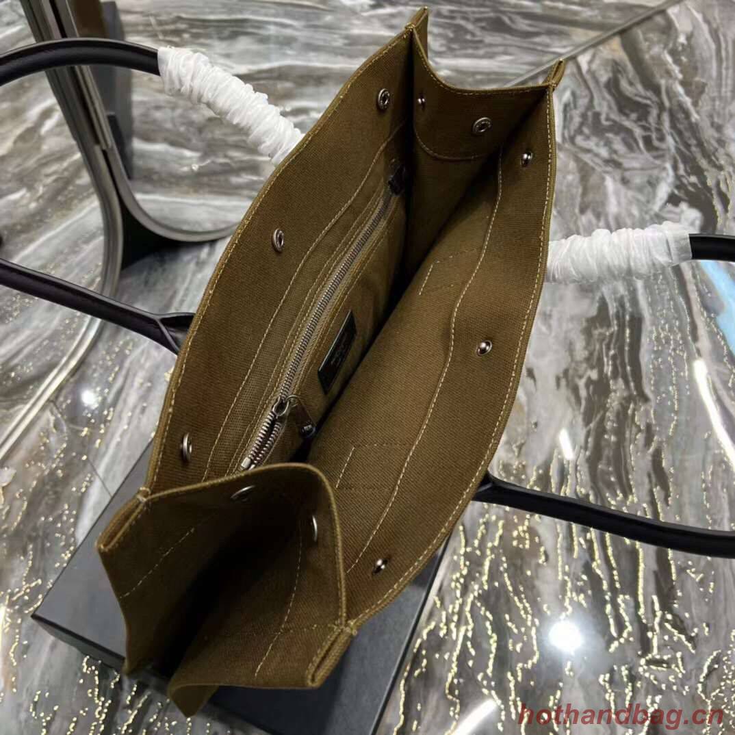 Yves Saint Laurent TWEED AND LAMBSKIN shopping bag Y677943 Military green Yves Saint Laurent TWEED AND LAMBSKIN shopping bag Y677943 Military green