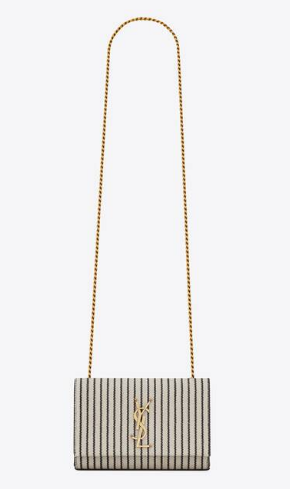 SAINT LAURENT KATE SMALL CHAIN BAG IN CANVAS AND SMOOTH LEATHER 469390 CREAM ET NOIR SAINT LAURENT KATE SMALL CHAIN BAG IN CANVAS AND SMOOTH LEATHER 469390 CREAM ET NOIR