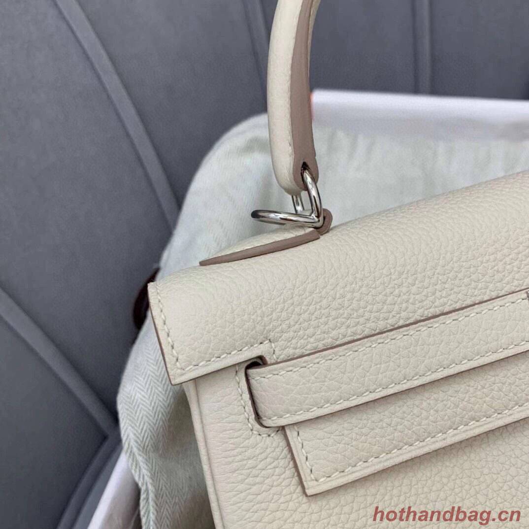 Hermes Kelly 28cm Shoulder Bags Togo Leather KL28 Cream White Hermes Kelly 28cm Shoulder Bags Togo Leather KL28 Cream White