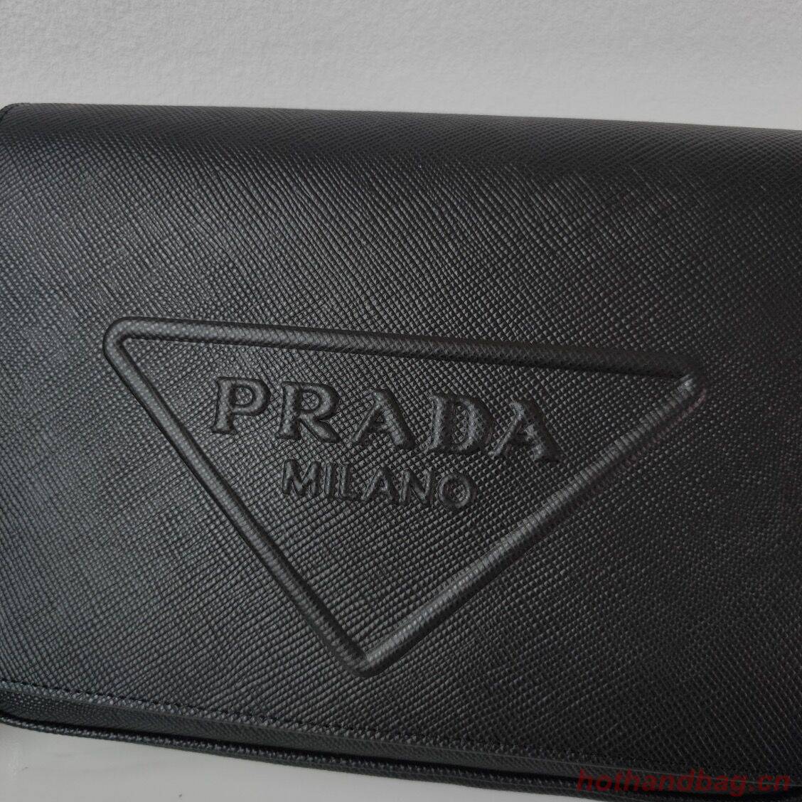 Prada Leather bag with shoulder strap 2BV031 black Prada Leather bag with shoulder strap 2BV031 black