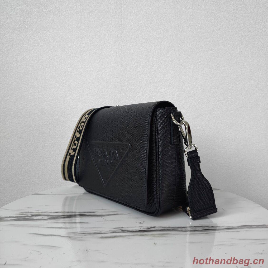 Prada Leather bag with shoulder strap 2BV031 black Prada Leather bag with shoulder strap 2BV031 black