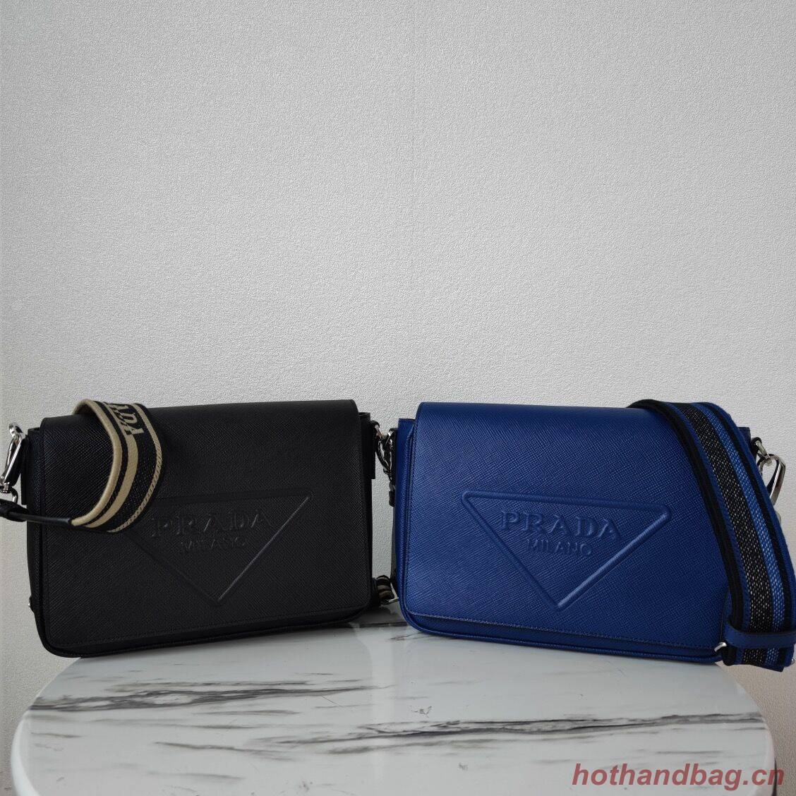 Prada Leather bag with shoulder strap 2BV031 blue Prada Leather bag with shoulder strap 2BV031 blue