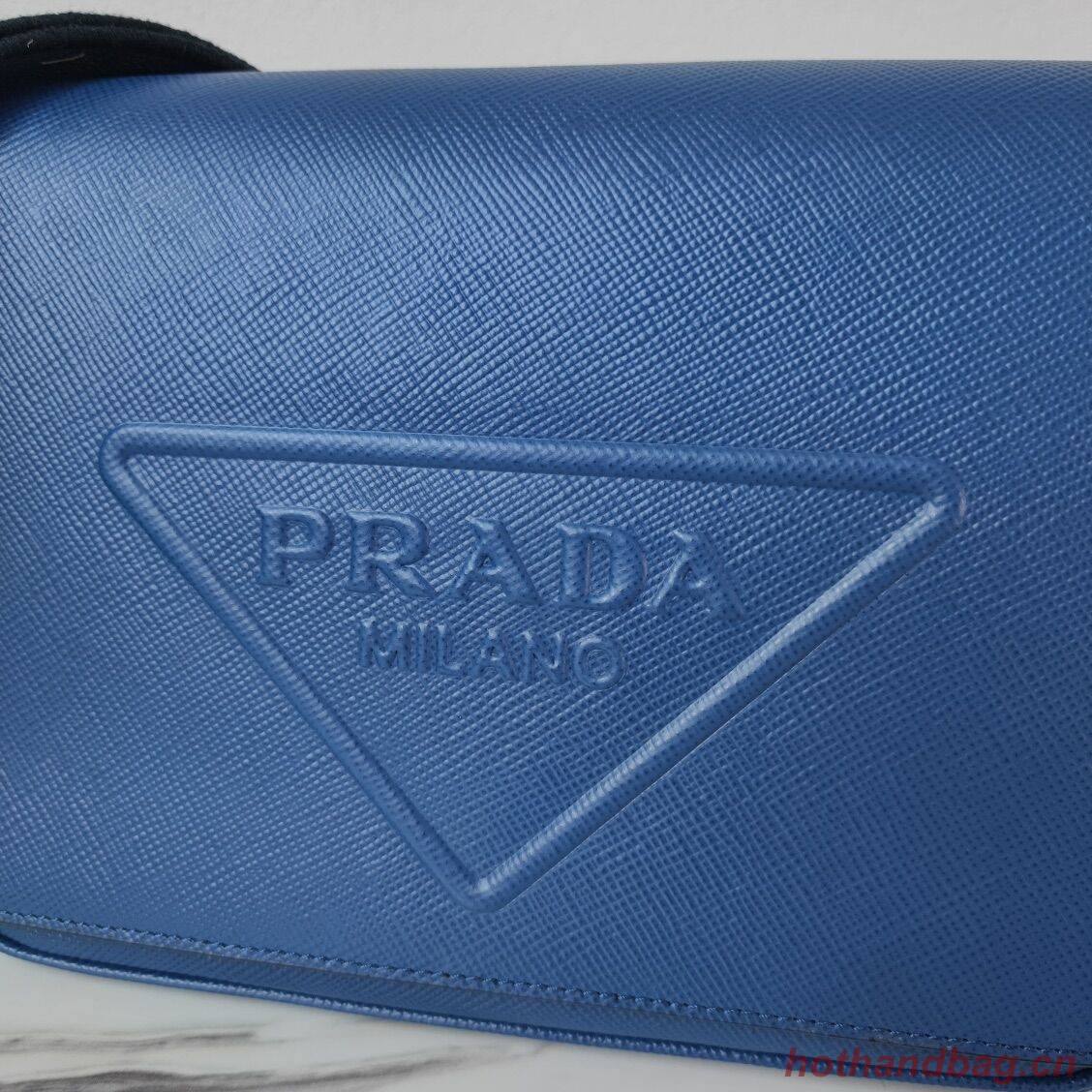 Prada Leather bag with shoulder strap 2BV031 blue Prada Leather bag with shoulder strap 2BV031 blue