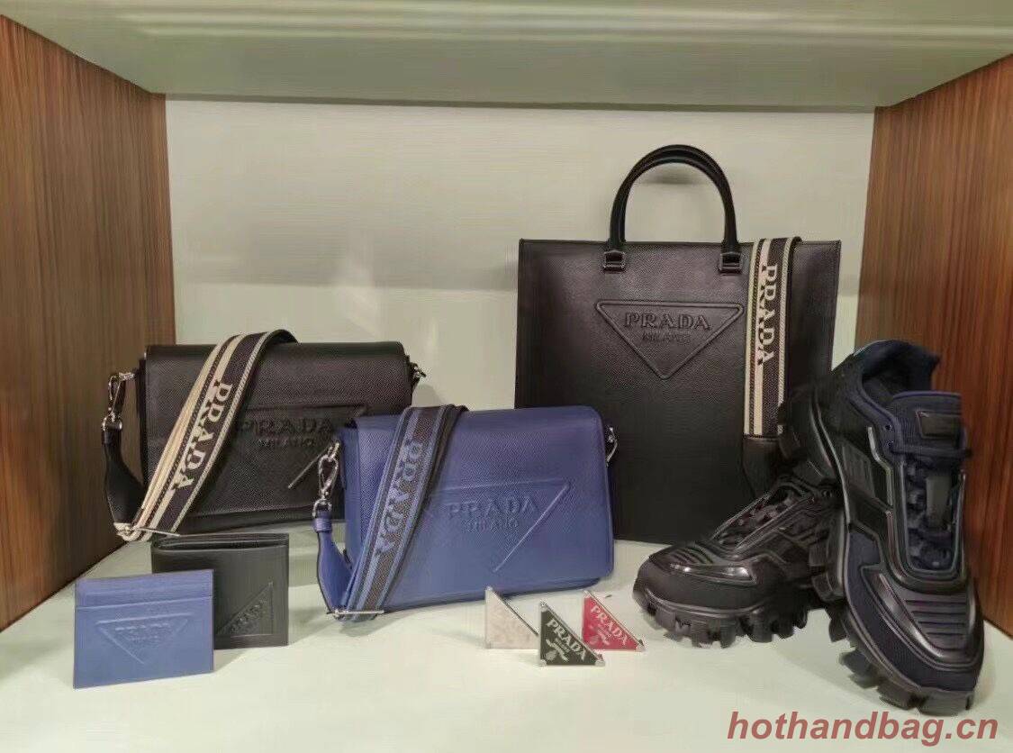 Prada Leather bag with shoulder strap 2BV031 blue Prada Leather bag with shoulder strap 2BV031 blue