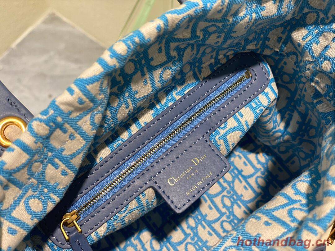 MEDIUM LADY DIOR BAG Natural Wicker and sky Blue Dior Oblique Jacquard M0565 MEDIUM LADY DIOR BAG Natural Wicker and sky Blue Dior Oblique Jacquard M0565