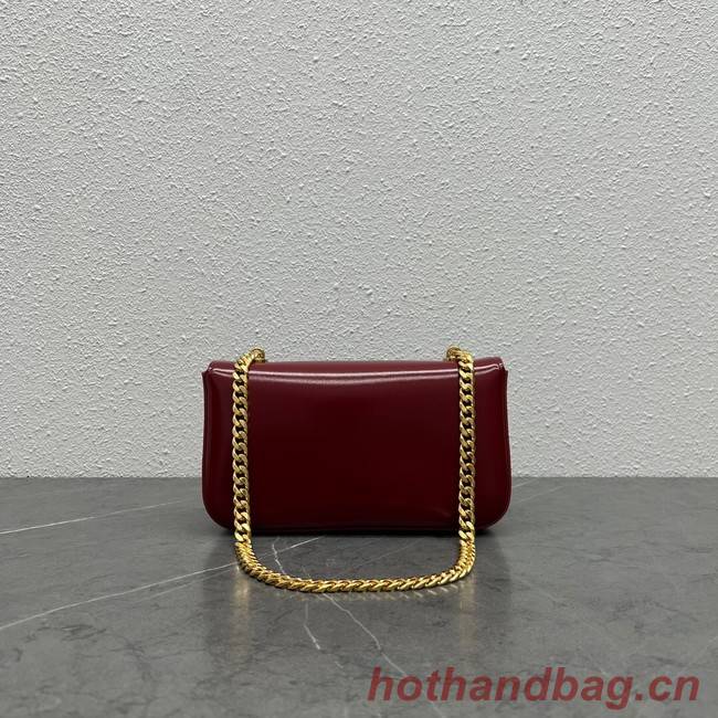 Celine CHAIN SHOULDER BAG TRIOMPHE IN SHINY CALFSKIN 197993 LIGHT BURGUNDY