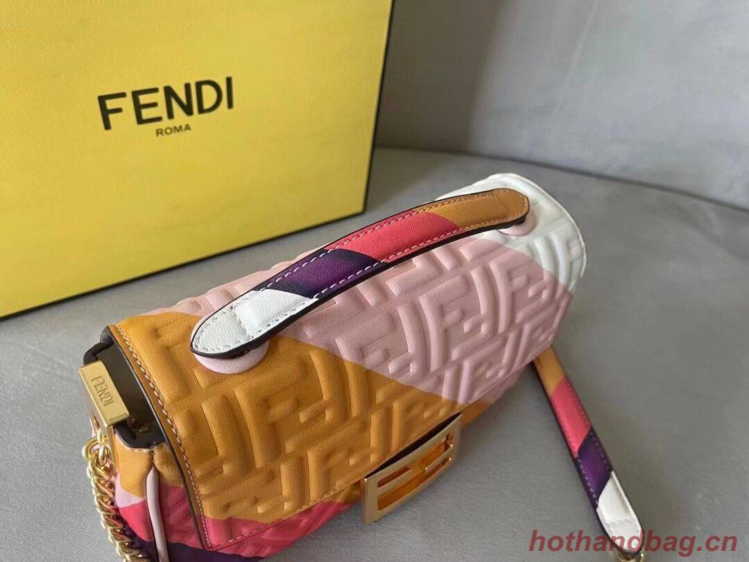 Fendi Baguette Chain Midi Leather bag with multicolor print 8BR6525 Fendi Baguette Chain Midi Leather bag with multicolor print 8BR6525