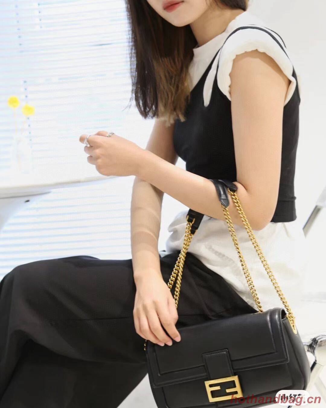 Fendi Baguette Sheepskin bag 8BR6551 black Fendi Baguette Sheepskin bag 8BR6551 black