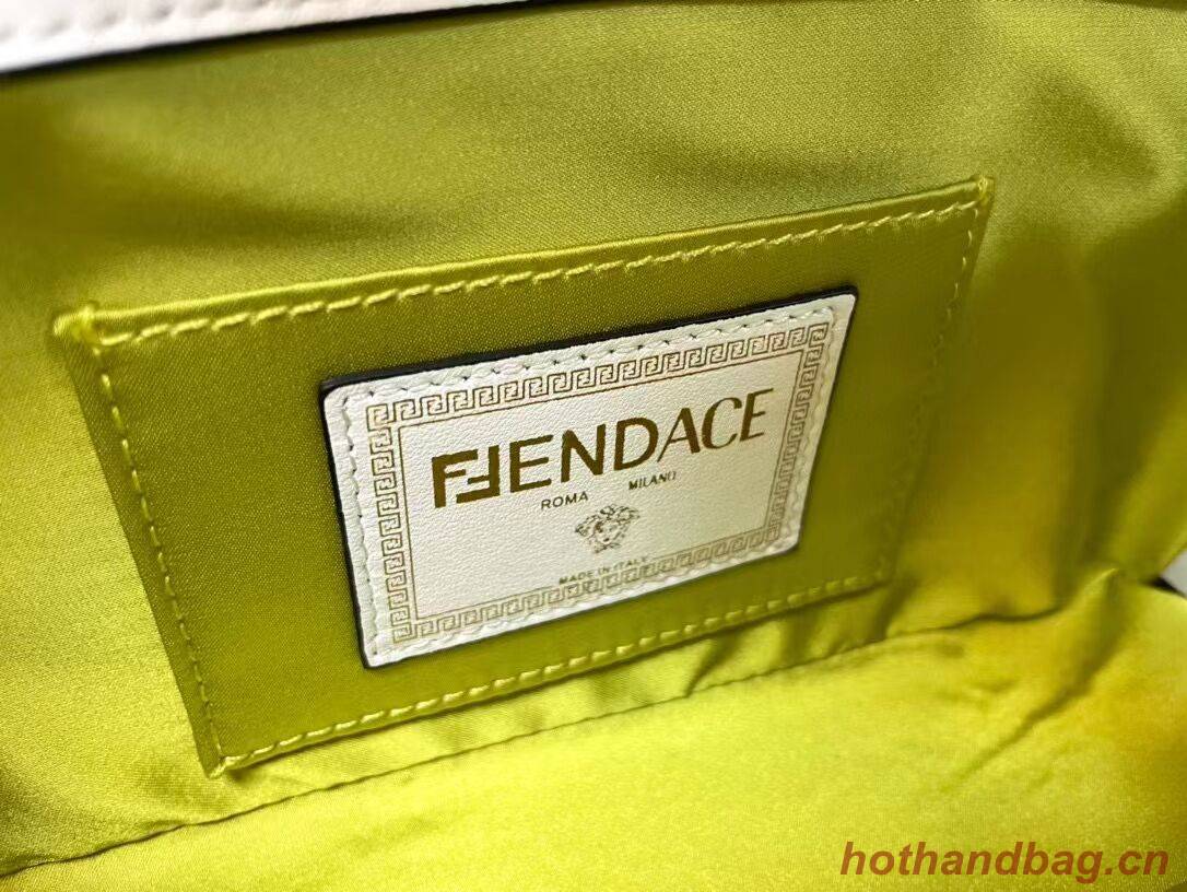 Fendi Baguette brooch Fendace white leather bag 8BR801 Fendi Baguette brooch Fendace white leather bag 8BR801