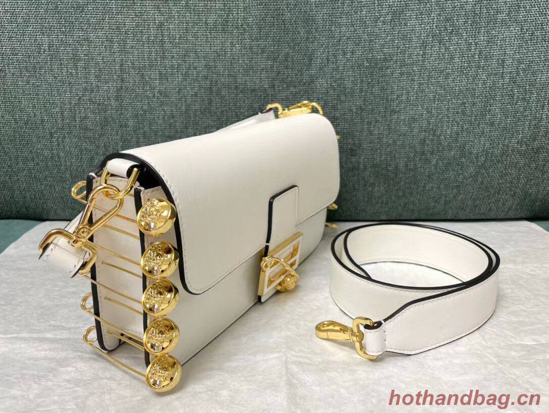 Fendi Baguette brooch Fendace white leather bag 8BR801 Fendi Baguette brooch Fendace white leather bag 8BR801