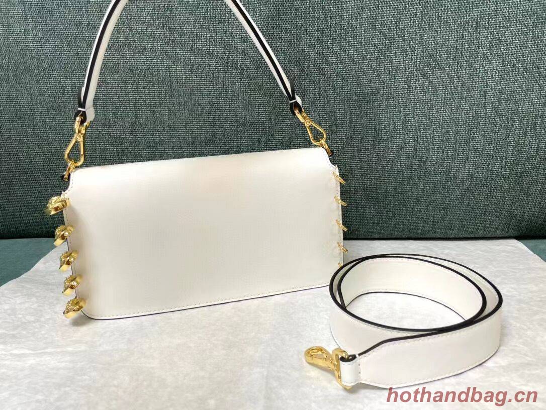 Fendi Baguette brooch Fendace white leather bag 8BR801 Fendi Baguette brooch Fendace white leather bag 8BR801
