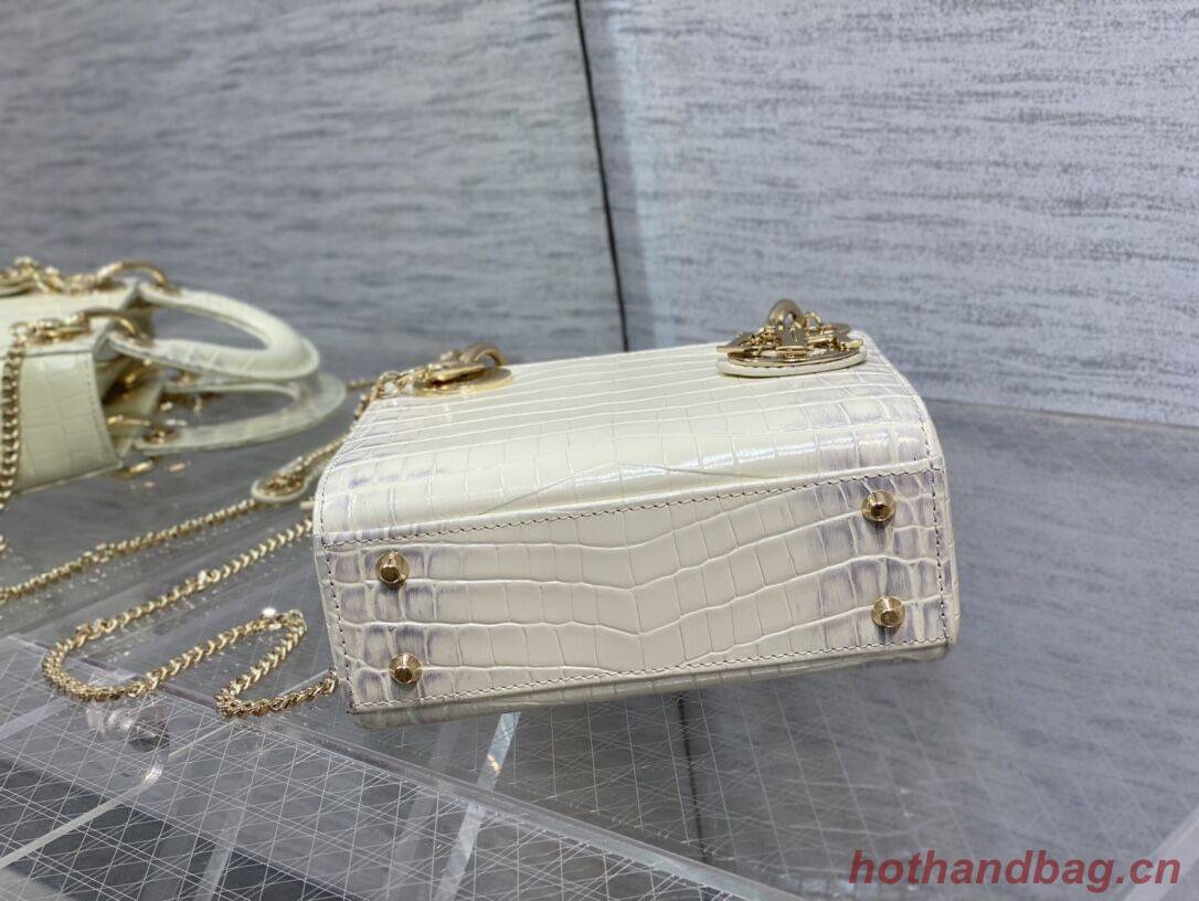 MINI LADY DIOR BAG Cannage crocodile Calfskin C0966 Cream MINI LADY DIOR BAG Cannage crocodile Calfskin C0966 Cream