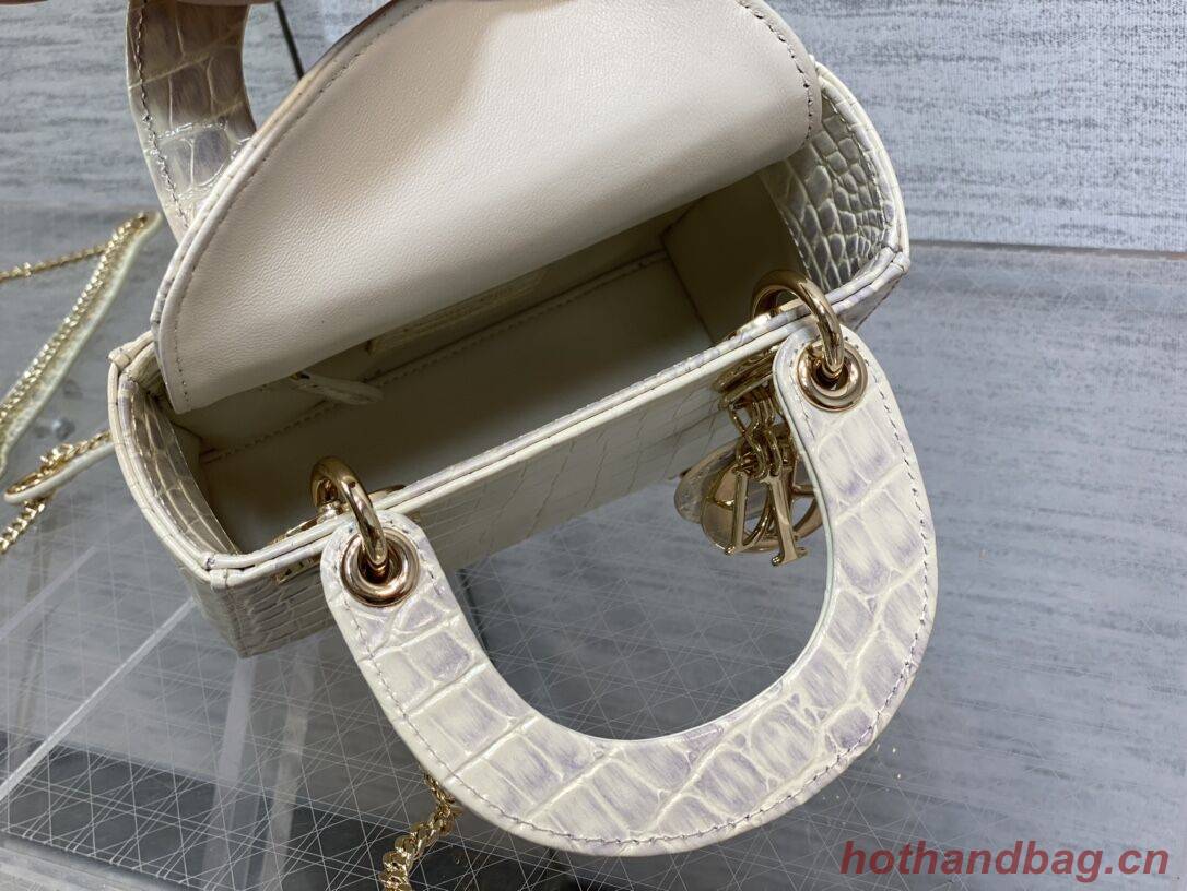 MINI LADY DIOR BAG Cannage crocodile Calfskin C0966 Cream MINI LADY DIOR BAG Cannage crocodile Calfskin C0966 Cream