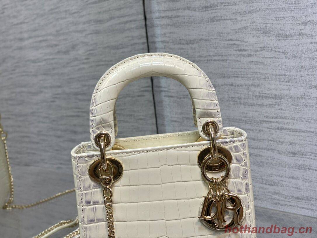 MINI LADY DIOR BAG Cannage crocodile Calfskin C0966 Cream MINI LADY DIOR BAG Cannage crocodile Calfskin C0966 Cream