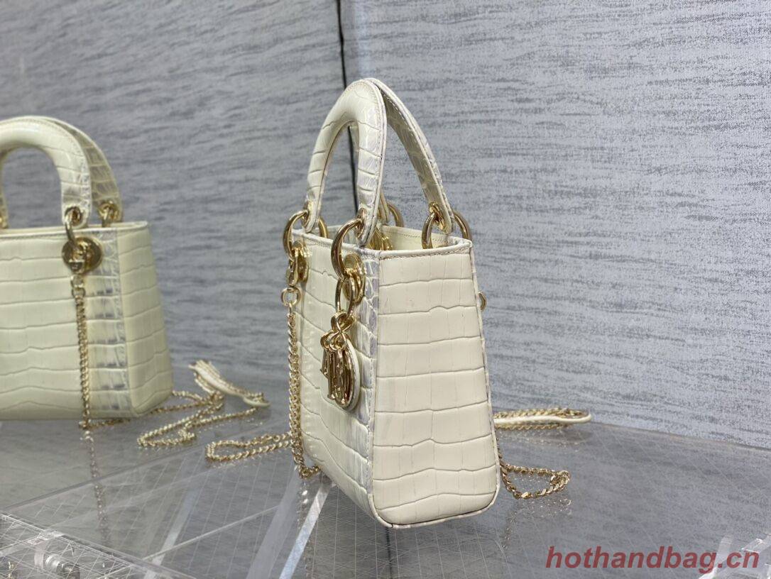 MINI LADY DIOR BAG Cannage crocodile Calfskin C0966 Cream MINI LADY DIOR BAG Cannage crocodile Calfskin C0966 Cream