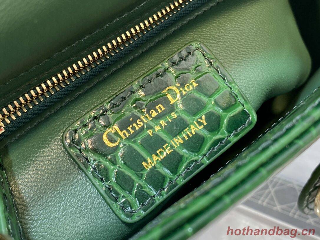 MINI LADY DIOR BAG Cannage crocodile Calfskin C0966 green MINI LADY DIOR BAG Cannage crocodile Calfskin C0966 green