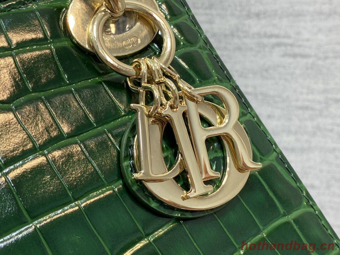 MINI LADY DIOR BAG Cannage crocodile Calfskin C0966 green MINI LADY DIOR BAG Cannage crocodile Calfskin C0966 green