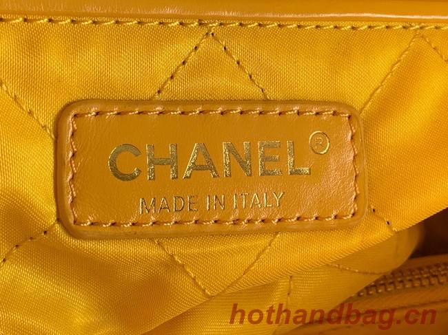 CHANEL 22 HANDBAG Shiny Calfskin & Gold-Tone Metal AS3262 yellow