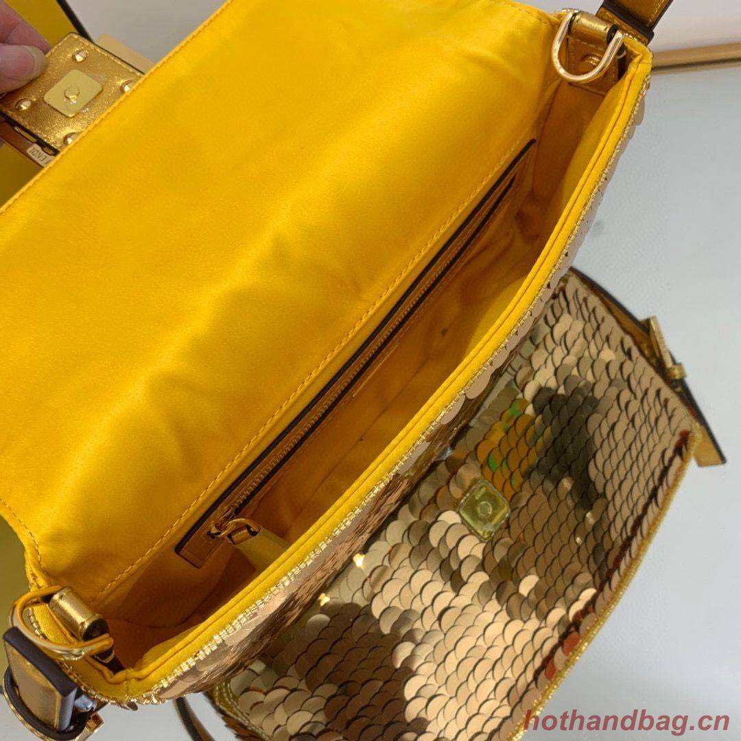 Fendi FF Baguette Gold Metal Sequin Embroidery Bag 2017 Gold Fendi FF Baguette Gold Metal Sequin Embroidery Bag 2017 Gold