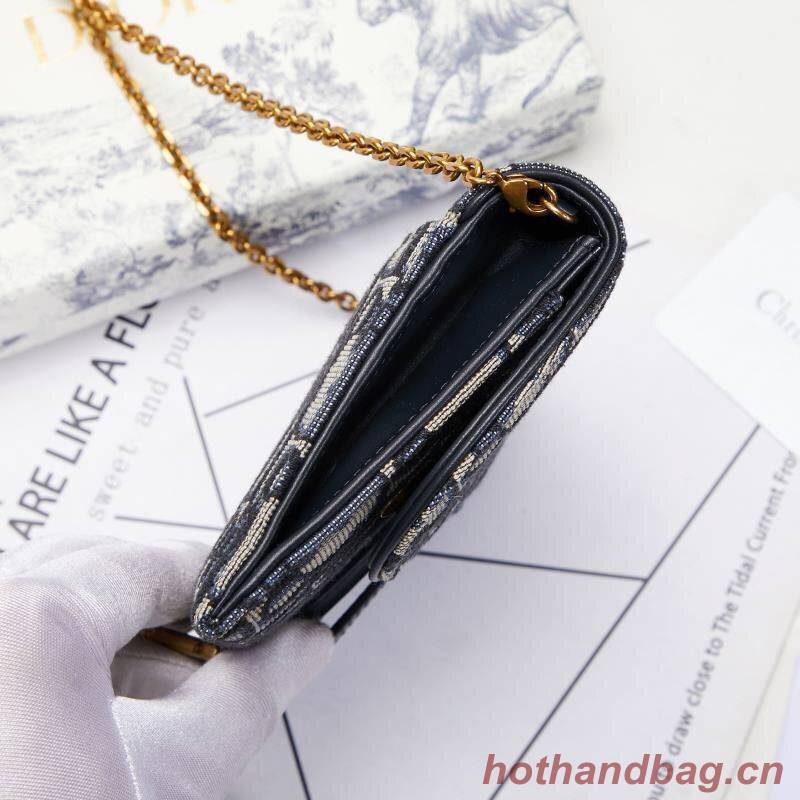 Dior SADDLE DENIM CANVAS Chain Clutch bag S5614 dark blue Dior SADDLE DENIM CANVAS Chain Clutch bag S5614 dark blue