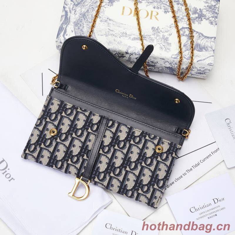 Dior SADDLE DENIM CANVAS Chain Clutch bag S5614 dark blue Dior SADDLE DENIM CANVAS Chain Clutch bag S5614 dark blue