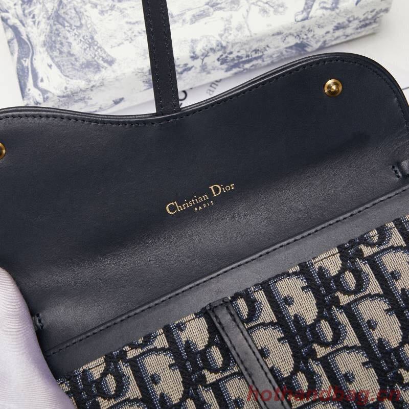 Dior SADDLE DENIM CANVAS Chain Clutch bag S5614 dark blue Dior SADDLE DENIM CANVAS Chain Clutch bag S5614 dark blue