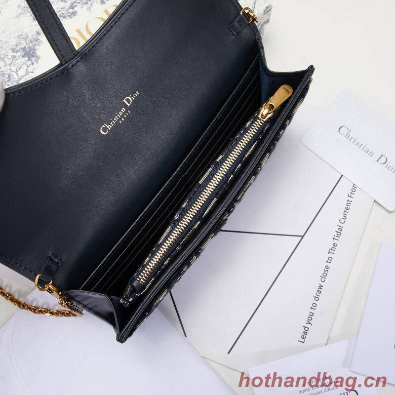 Dior SADDLE DENIM CANVAS Chain Clutch bag S5614 dark blue Dior SADDLE DENIM CANVAS Chain Clutch bag S5614 dark blue