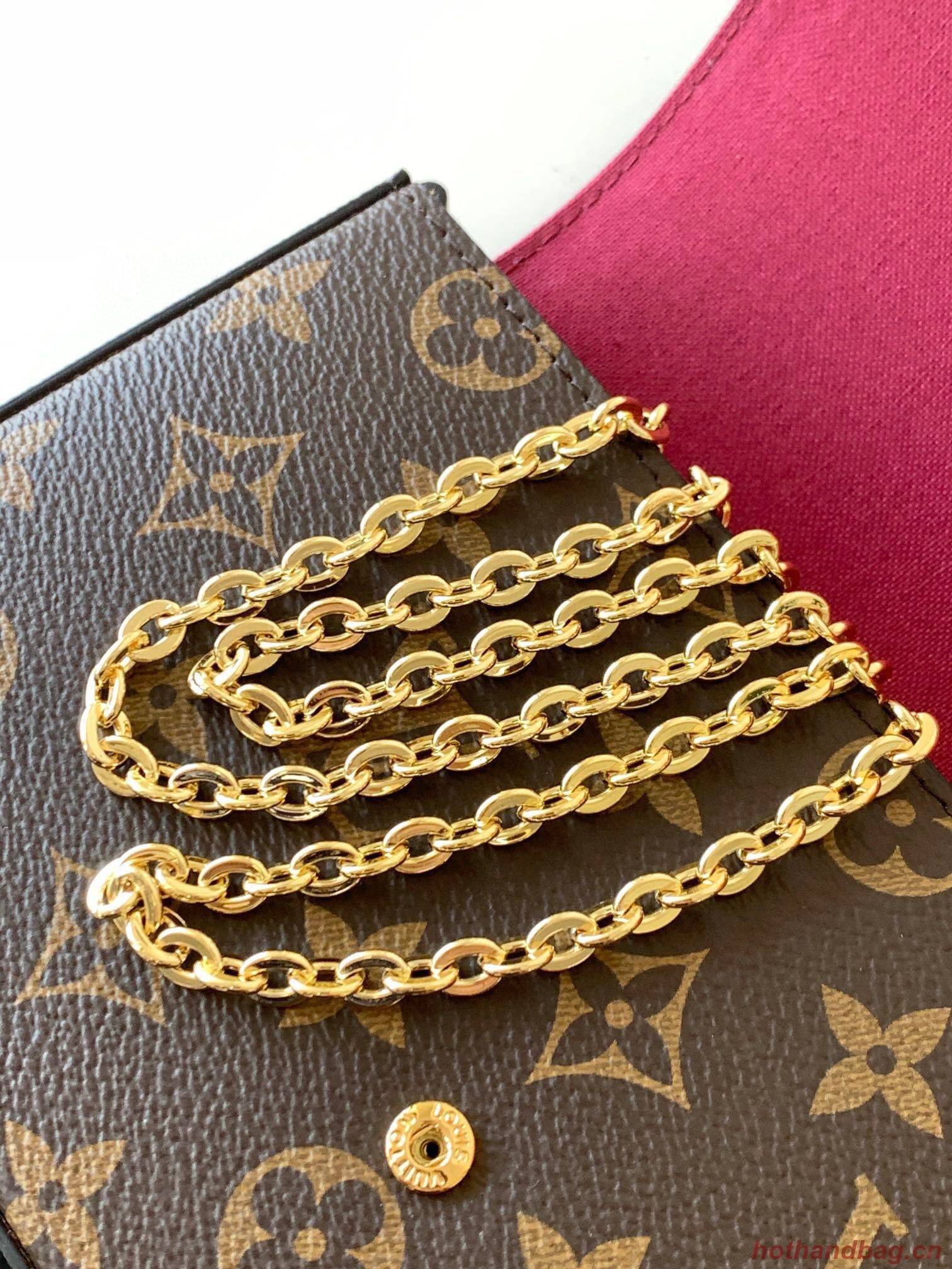 Louis Vuitton Monogram Canvas Felicie Chain Wallet M61276 Red Louis Vuitton Monogram Canvas Felicie Chain Wallet M61276 Red