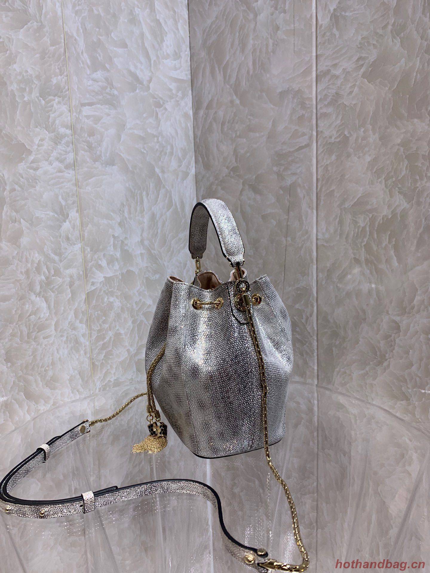 BVLGARI Original Snake Skin Bucket Bag B287614 Silver BVLGARI Original Snake Skin Bucket Bag B287614 Silver