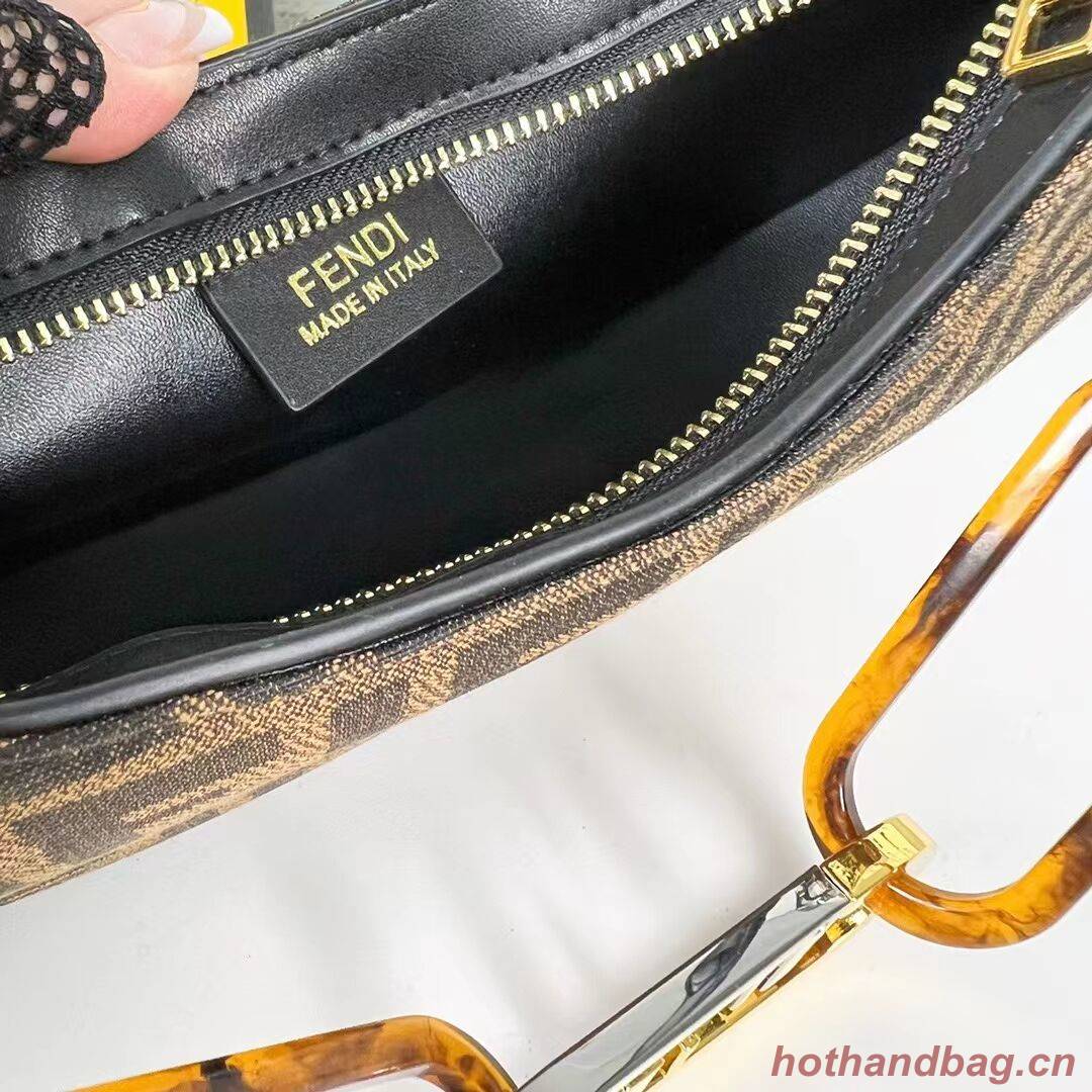 Fendi O Lock Swing Mint green leather pouch 8BS068A brown Fendi O Lock Swing Mint green leather pouch 8BS068A brown