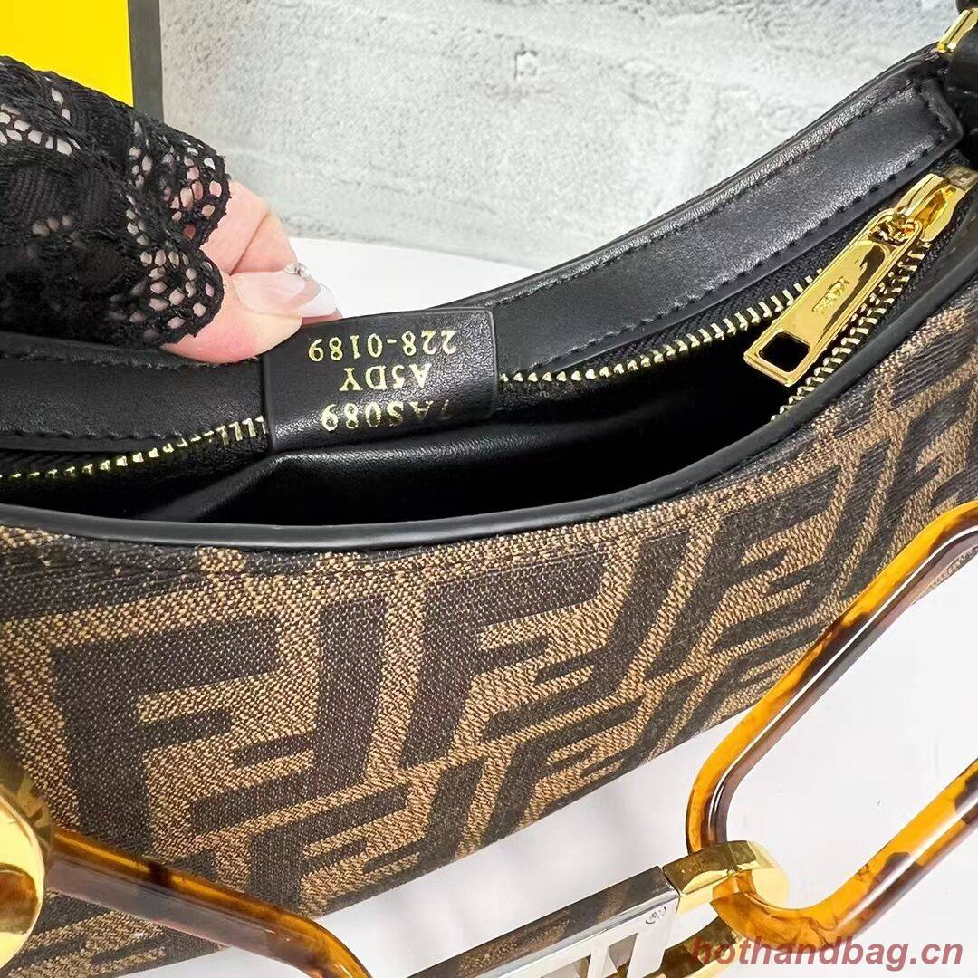 Fendi O Lock Swing Mint green leather pouch 8BS068A brown Fendi O Lock Swing Mint green leather pouch 8BS068A brown