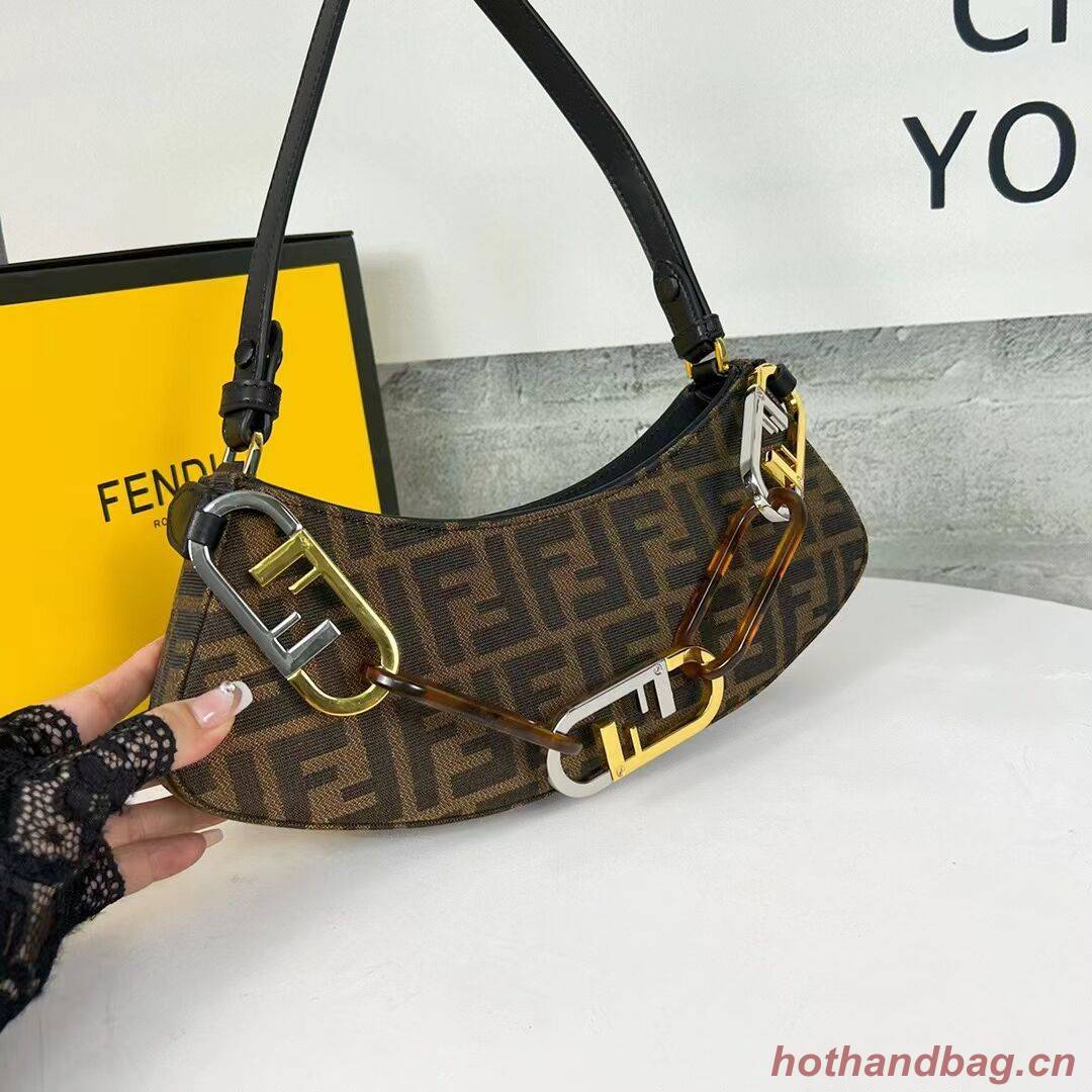 Fendi O Lock Swing Mint green leather pouch 8BS068A brown Fendi O Lock Swing Mint green leather pouch 8BS068A brown