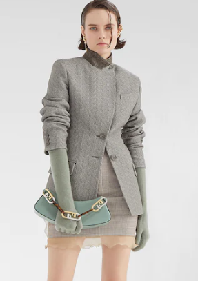 Fendi O Lock Swing Mint green leather pouch 8BS068A green Fendi O Lock Swing Mint green leather pouch 8BS068A green