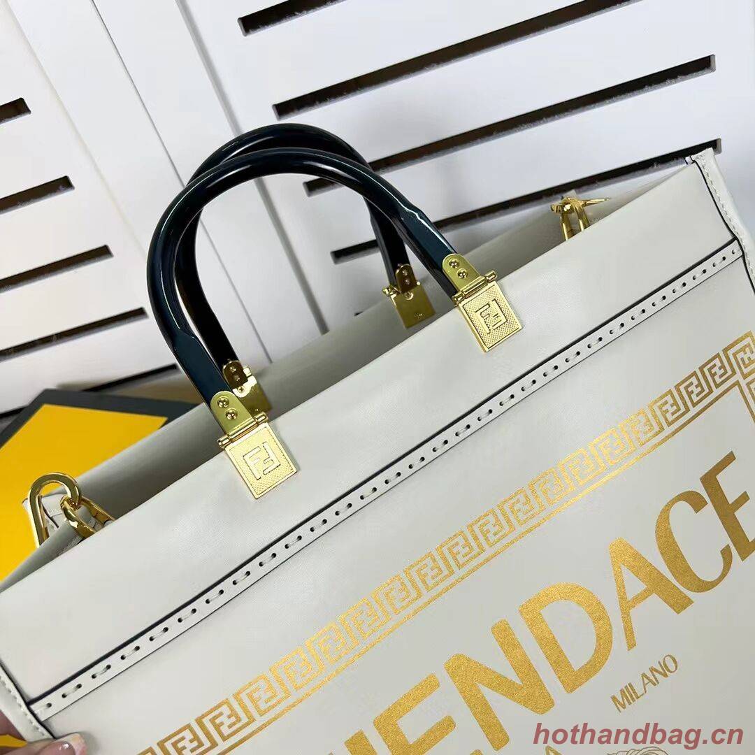 Fendi Sunshine Medium Fendace Printed leather Logo shopper 8BH386A white Fendi Sunshine Medium Fendace Printed leather Logo shopper 8BH386A white