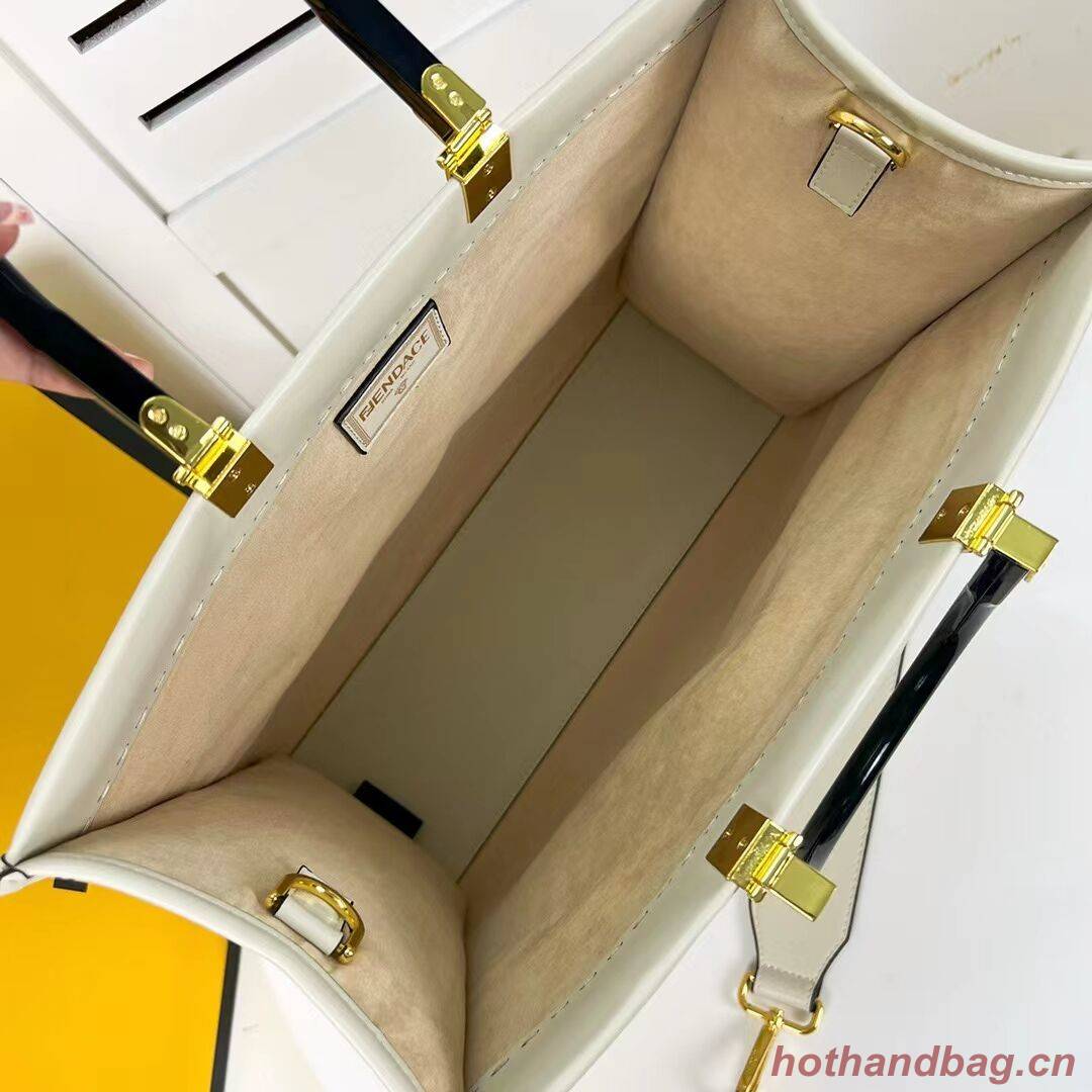 Fendi Sunshine Medium Fendace Printed leather Logo shopper 8BH386A white Fendi Sunshine Medium Fendace Printed leather Logo shopper 8BH386A white