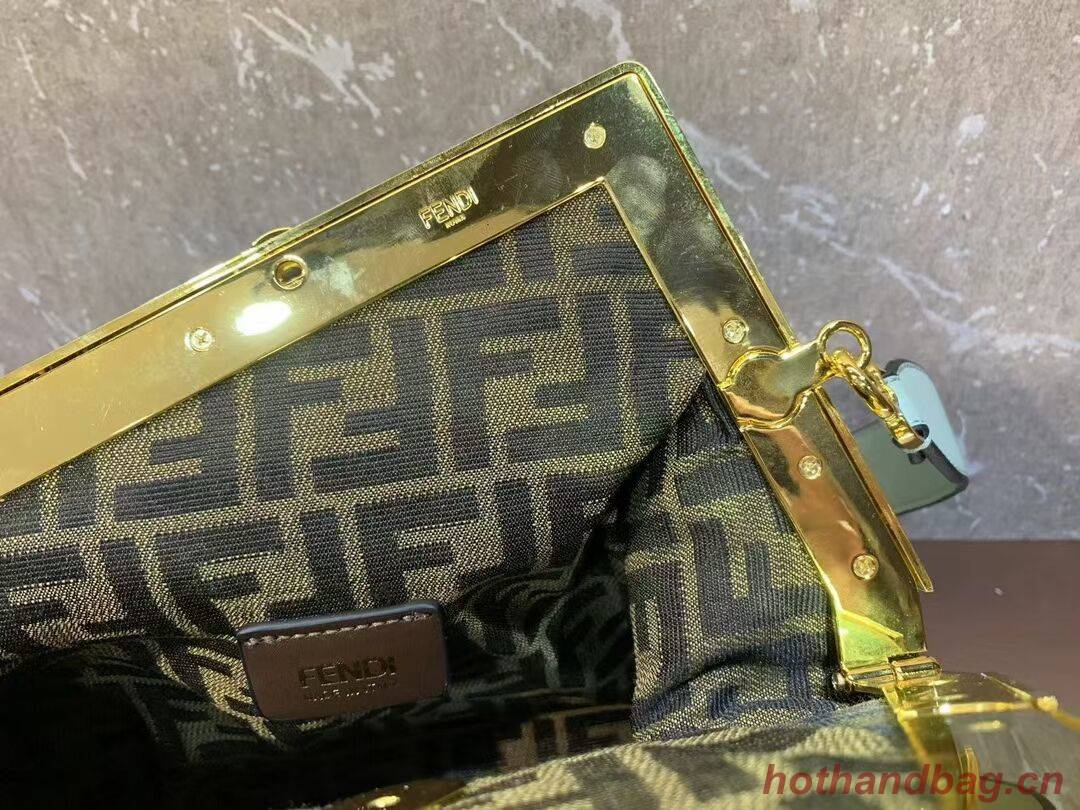 FENDI FIRST MEDIUM Mint leather interlace bag 8BP127AB green FENDI FIRST MEDIUM Mint leather interlace bag 8BP127AB green