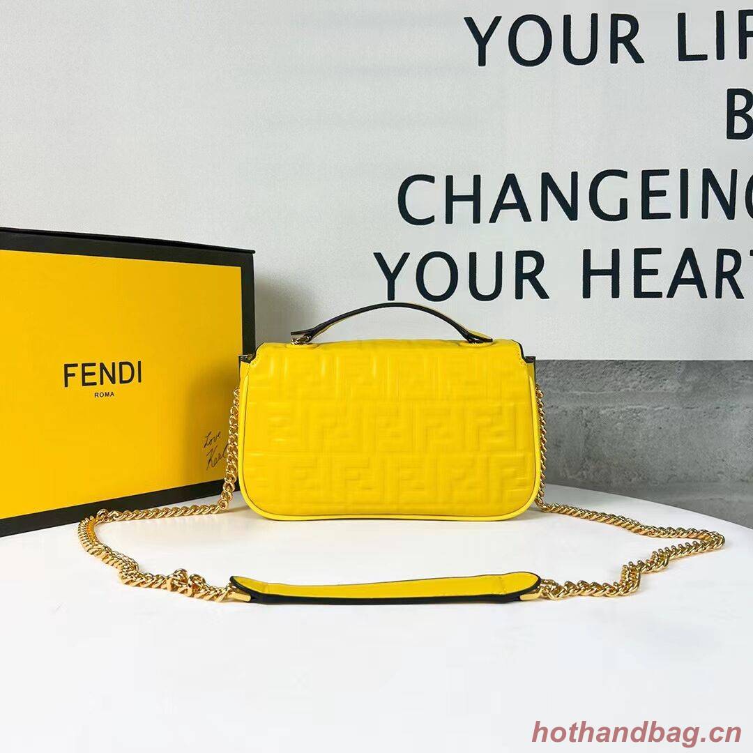 Fendi Baguette nappa leather bag F0881 yellow Fendi Baguette nappa leather bag F0881 yellow