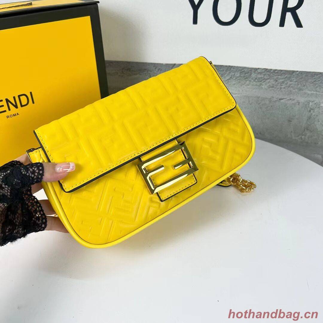 Fendi Baguette nappa leather bag F0881 yellow Fendi Baguette nappa leather bag F0881 yellow