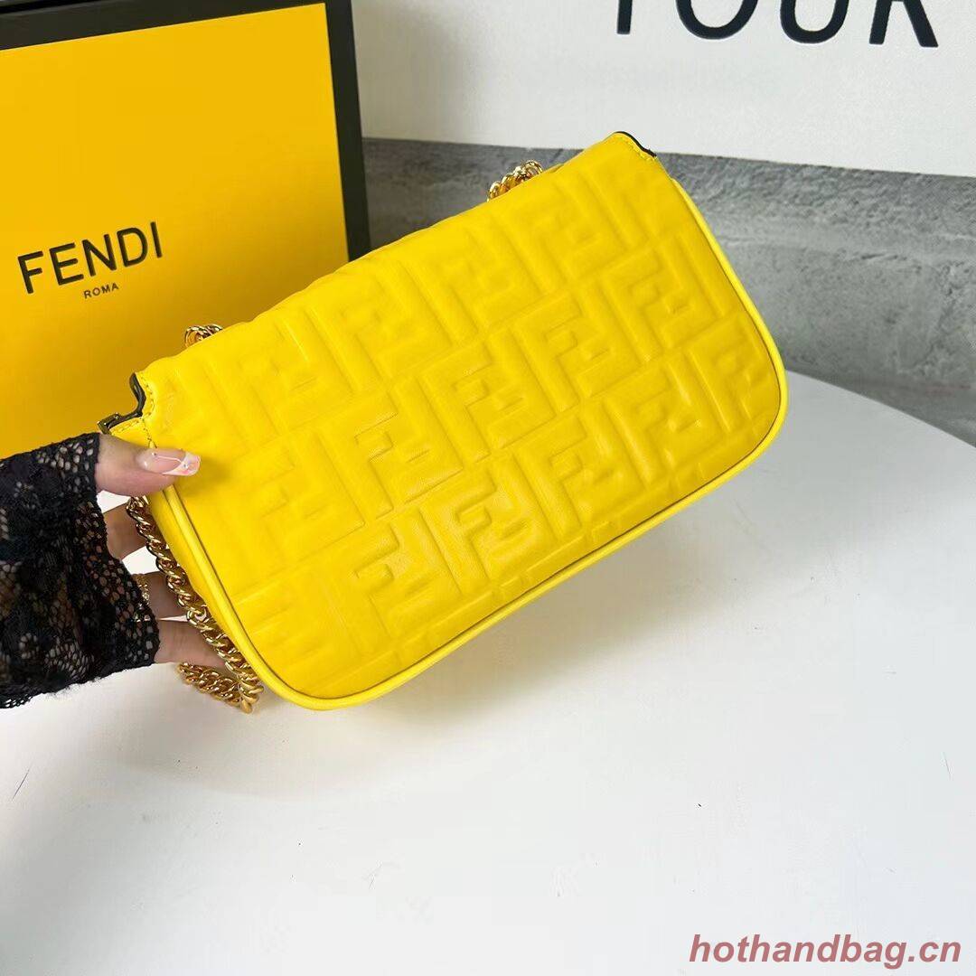 Fendi Baguette nappa leather bag F0881 yellow Fendi Baguette nappa leather bag F0881 yellow