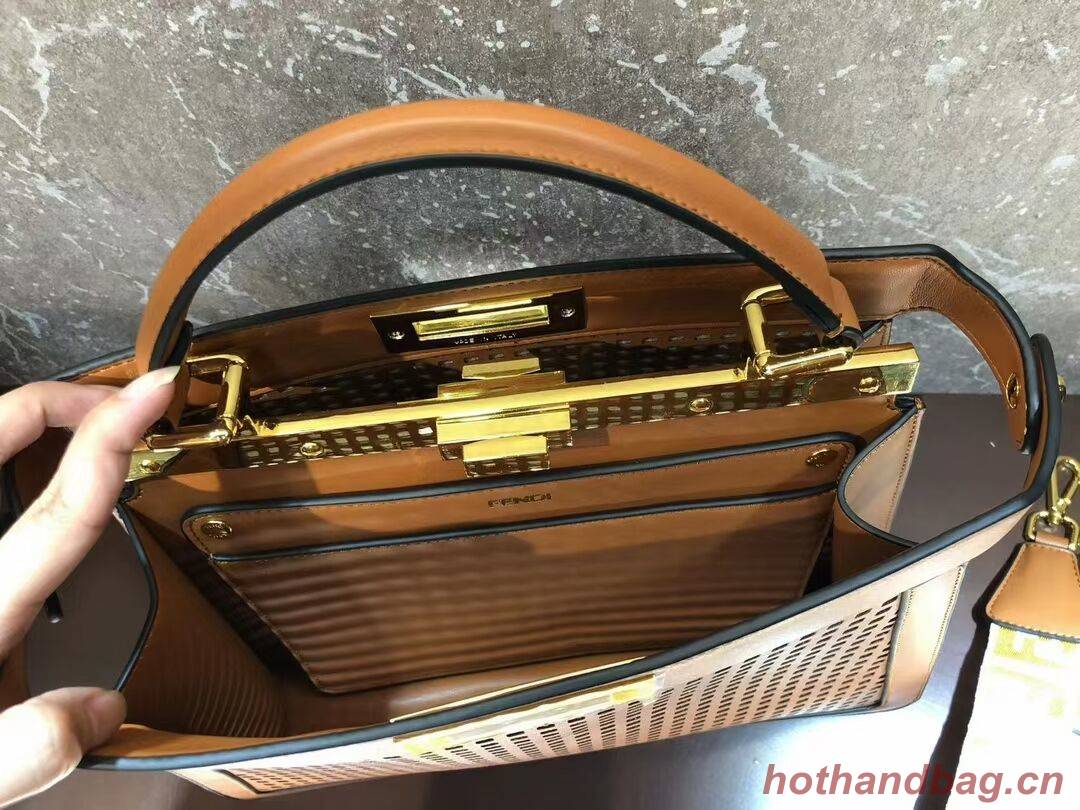 Fendi Peekaboo ISeeU perforated leather bag F1658 brown Fendi Peekaboo ISeeU perforated leather bag F1658 brown