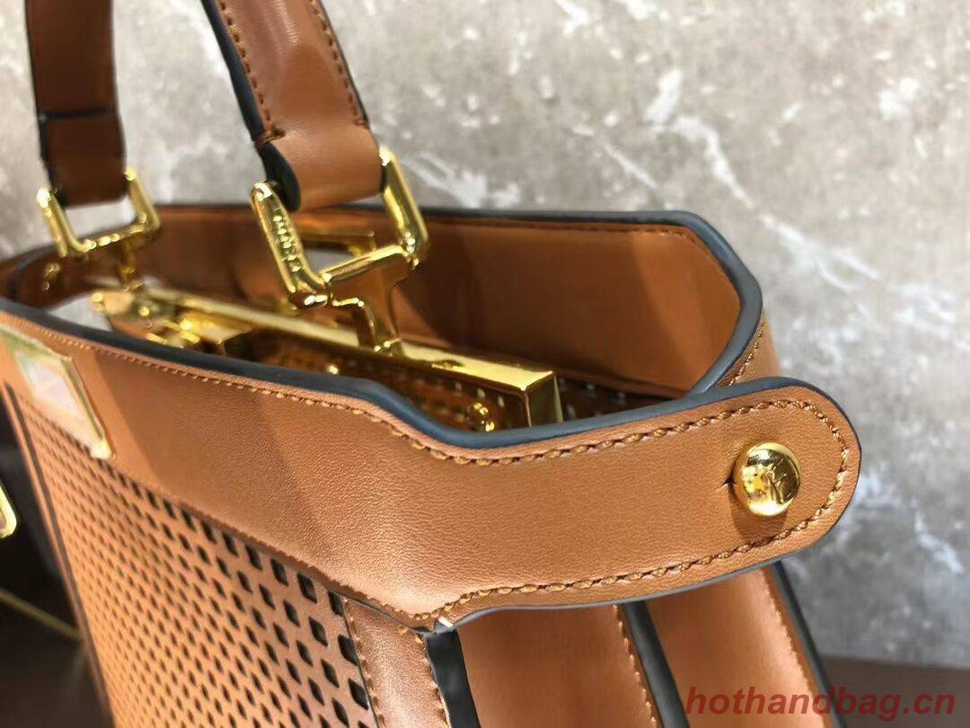 Fendi Peekaboo ISeeU perforated leather bag F1658 brown Fendi Peekaboo ISeeU perforated leather bag F1658 brown