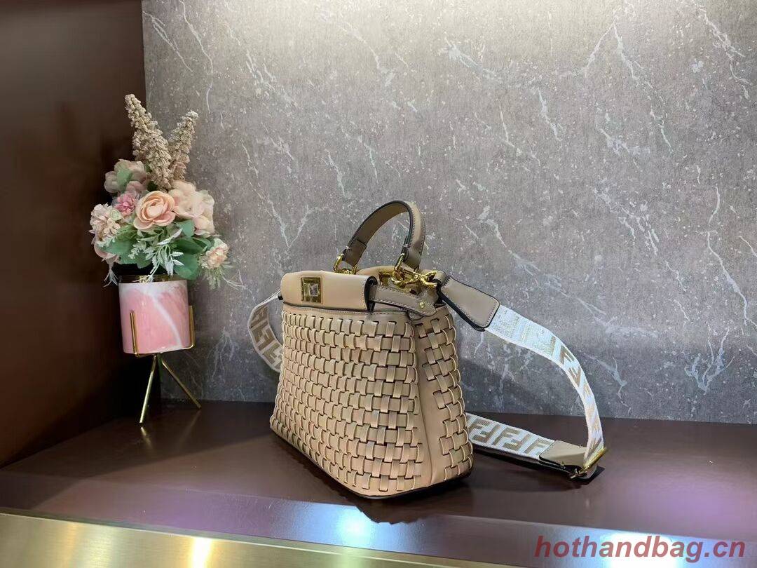 Fendi Peekaboo Mini braided leather bag 8BN244A apricot Fendi Peekaboo Mini braided leather bag 8BN244A apricot
