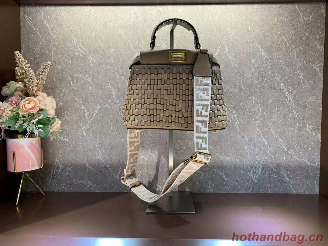 Fendi Peekaboo Mini braided leather bag 8BN244A apricot Fendi Peekaboo Mini braided leather bag 8BN244A apricot