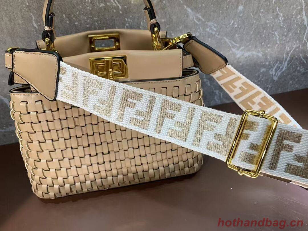 Fendi Peekaboo Mini braided leather bag 8BN244A apricot Fendi Peekaboo Mini braided leather bag 8BN244A apricot