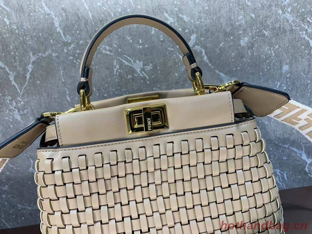 Fendi Peekaboo Mini braided leather bag 8BN244A apricot Fendi Peekaboo Mini braided leather bag 8BN244A apricot